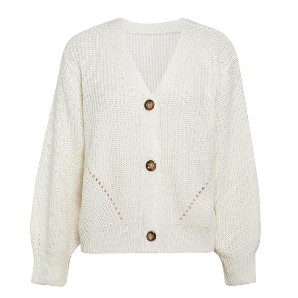 Knit Button Front V-neck Cardigan - Picture 8 of 16